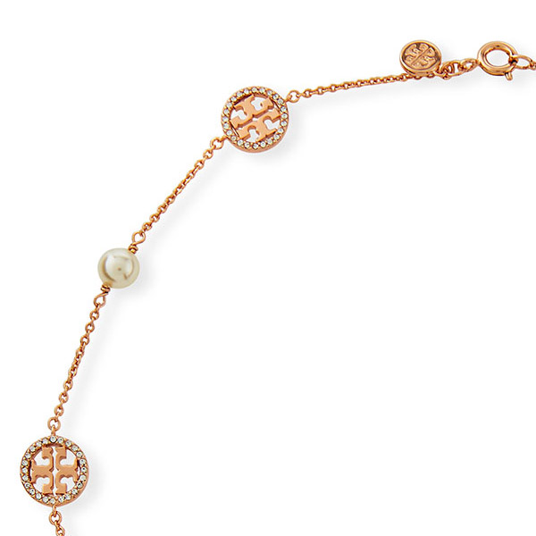 【楽天市場】トリーバーチ ネックレス Tory Burch Crystal Pearl Logo Necklace (Rose Gold