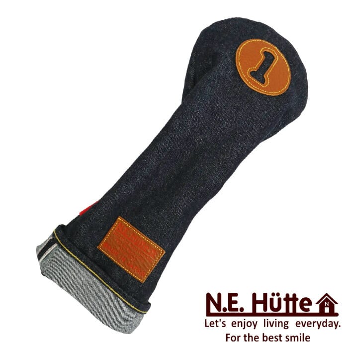 エヌ.イー.ヒュッテ N.E.Hutte デニムシリーズ ドライバー用 ヘッドカバー DR用 お洒落 可愛い ジーンズ 赤耳 ロールアップ|WIZARD54