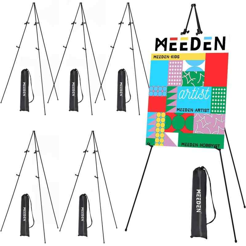 MEEDEN イーゼル メタル製 展示用 高さ160cm 折りたたみ式 3段式 軽量 収納袋付き 三脚イーゼル イーゼルスタンド 装飾、看板、ポスター、イベント用 耐荷重約4.5kg 6台セット|Wマーケット