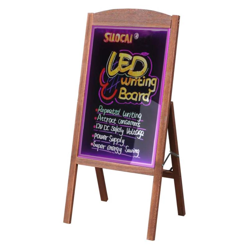 UNHO LED 立て看板 A型 光る看板 看板 スタンド 屋外 高さ90cm 木製 ウェルカムボード メニューボード 電飾看板 リモコン付き 折り畳み可能 手書き看板 黒板 カフェ サロン バー 飲食店 店頭 宣