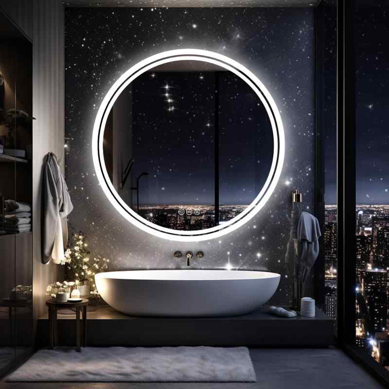 楽天市場】Susire 洗面台鏡 ledライト付き 丸型 曇り止め 洗面鏡