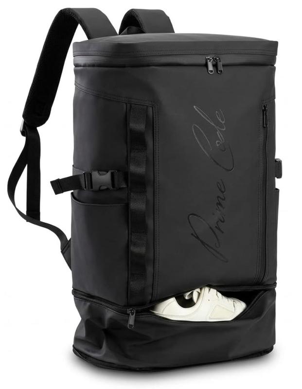 [Prime Code] 【汚れものが分けて入る・900D耐久】 リュック 大容量 メンズ バックパック スクエア 35L 通学 部活 メンズ 通勤 出張 登山 大容量リュック (ブラック)