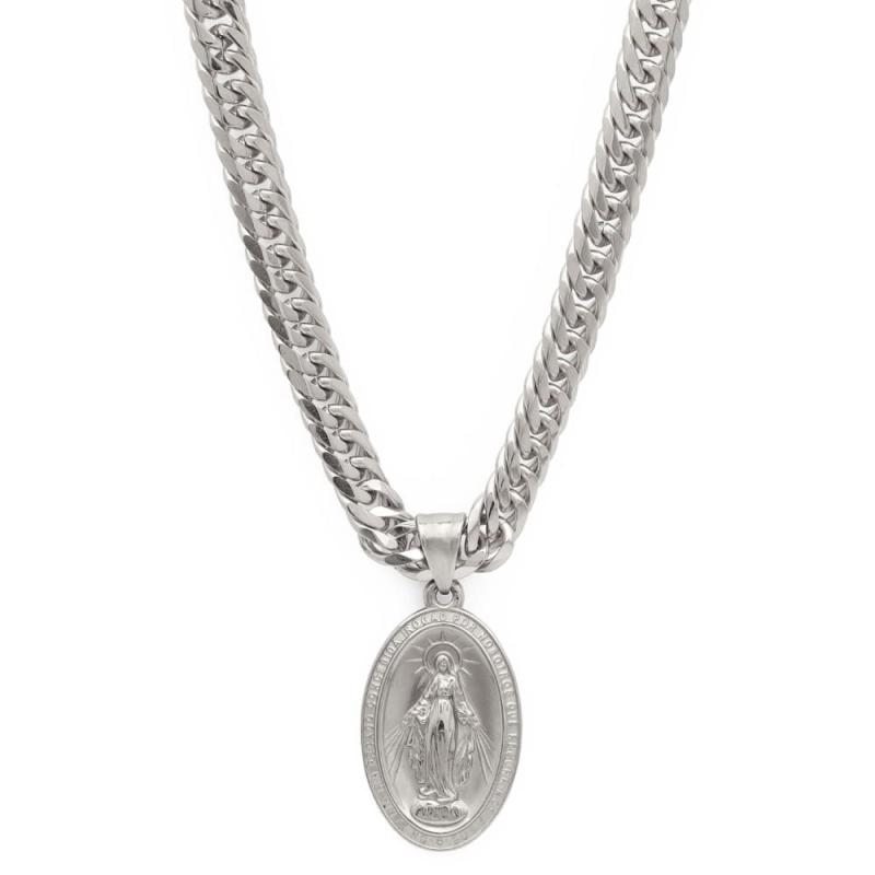 [silver KYASYA]6面カット ダブル喜平ネックレス 奇跡のメダイ ネックレス シルバー 銀 ペンダント メンズ HIPHOP b系 50cm 60cm 専用BOX付属（60cm）