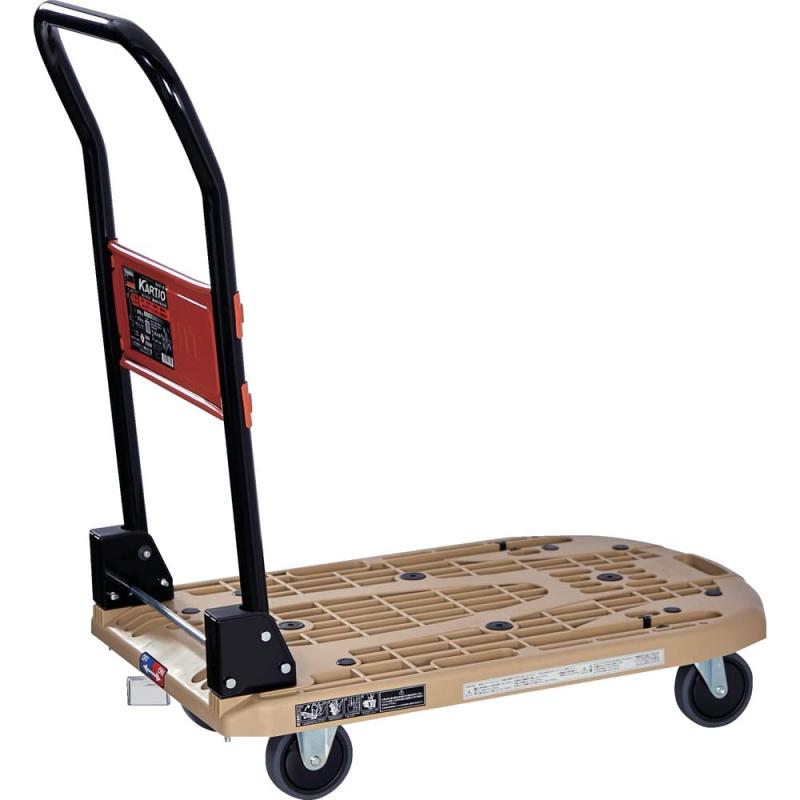 トラスコ中山(TRUSCO) 樹脂台車 カルティオ 折畳 780X490 ライトサンド 樹脂ストッパー付 MPK-720-LS-JS