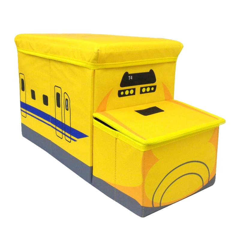 JR貨物 コンテナ 乗れる 収納BOX おかたづけボックスチェア おもちゃ箱 耐荷重70k W48.5×H31×D31cm 46L 蓋付き ふた付き フタ付き (ドクターイエロー)
