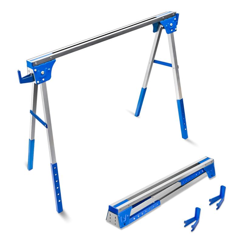 Howhite ソーホース 2台入 折り畳み 作業台 高さ調節可能 高さ72.6~89cm(約) 耐荷重約1000LBS (453KG) フック付き 裁断 切断 DIY 日曜大工 ブルー 【2台1組】