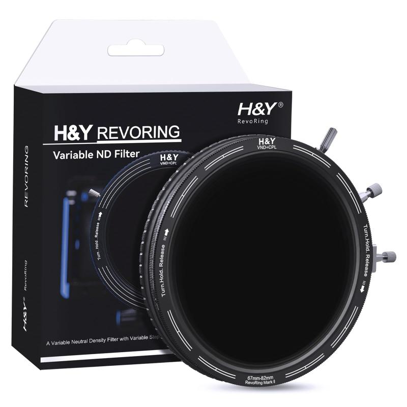 H&Y 可変NDフィルター PLフィルター 67-82mm REVORING バリアブル ND3-1000+CPL MarkII レボリング 可変アダプターリング付 フィルター径 67mm 72mm 77mm 82mm 対応 帯電防止 防汚 撥水