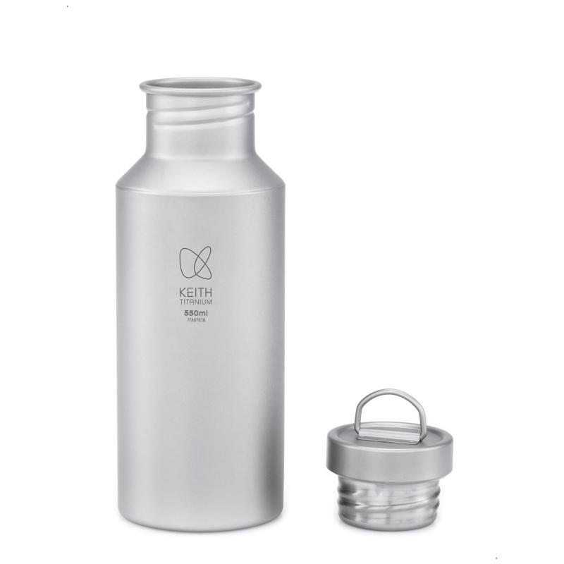KEITH チタン 水筒 550ml 超軽量頑丈耐久 スポーツウォーターボトル キャンプボトル アウトドア用品 洗いやすい 直火・食洗機対応 収納袋付き(Ti3031) [並行輸入品]