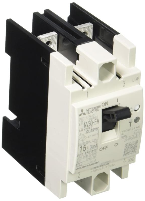 三菱電機 漏電遮断器 FAシリーズ 制御盤用 縦寸法72mm 簡易裏面配線 NV30-FA 2P 15A 100-200V 30MA