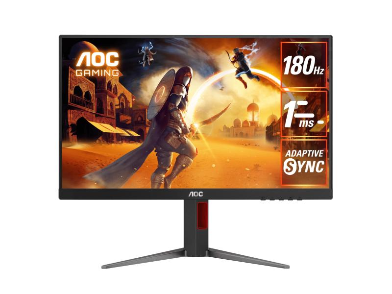 AOC ゲーミングモニター 23.8インチ, 1920×1080@180Hz, 0.5ms, HDMI2.0 x 1/ DP1.4x1, 昇降(高さ調整)/チルト/スイーベル/ピボット(縦回転), G-Sync Compatible対応, Adaptiv