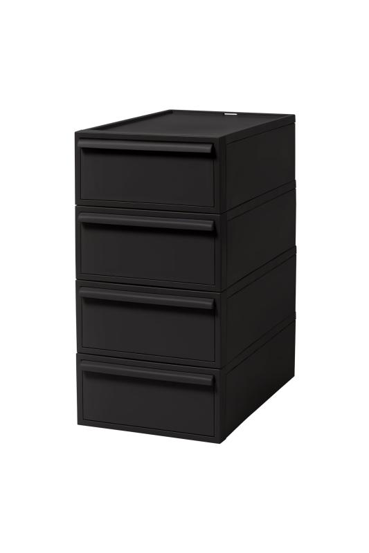 ライクイット (like-it) 収納ボックス 約幅32×奥52×高62.6cm 日本製 クローゼットシステム 引出し (S) 4個組 オールブラック CS-D1 4P 累計販売数270万台突破