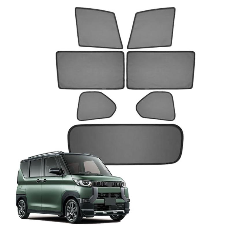 FOR 新型 デリカミニ DELICA MINI B3系 B34A/B35A/B37A/B38A （2023年5月-現行）カスタムパーツの車の窓用サンシェードネットカーテン、サイドガラスサンシェード ウィンドウバイザーサンシェード マ