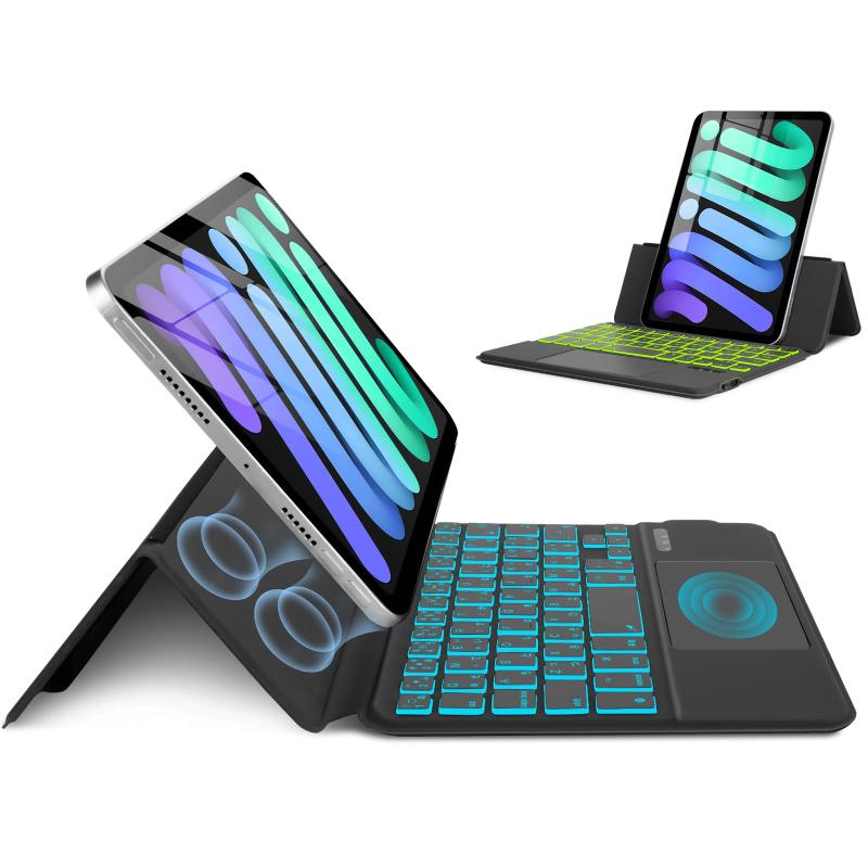 MePadKey 日本語平假名配列キーボードケース iPad Mini 7 A17 Pro 第7世代(2024)/Mini 6 第6世代(2021) 8.3インチに対応。軽量、超薄型、全面保護、多角度調整、傷がつきにくい，磁気吸着ケース，Type-C充｜Wマーケット