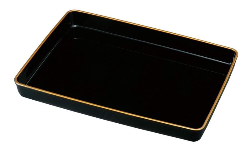 紀州漆器 賞状盆 PC (金縁付き, 尺8（54cm）A3)