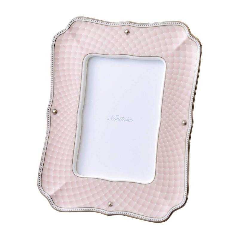 Noritake ノリタケ フォトフレーム 高さ約20cm・幅約16cm キルティングピンク 1個 ボーンチャイナ Y93581/H-977L