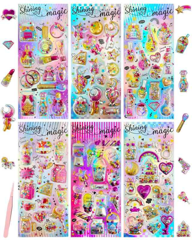 「神一本松」キラキラシール 楽天市場】GOKEIキラキラシール【6枚】グリッターシャカシャカ立体