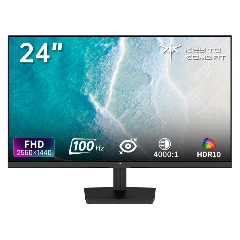 KEY TO COMBAT 24インチ PCモニター フルHD 1080P 100Hzリフレッシュレート HDR10 高コントラスト比4000:1 Adaptive Sync/ブルーライト軽減/フリッカーレス VESA対応 HDMI 1.4*1/VGA*｜Wマーケット