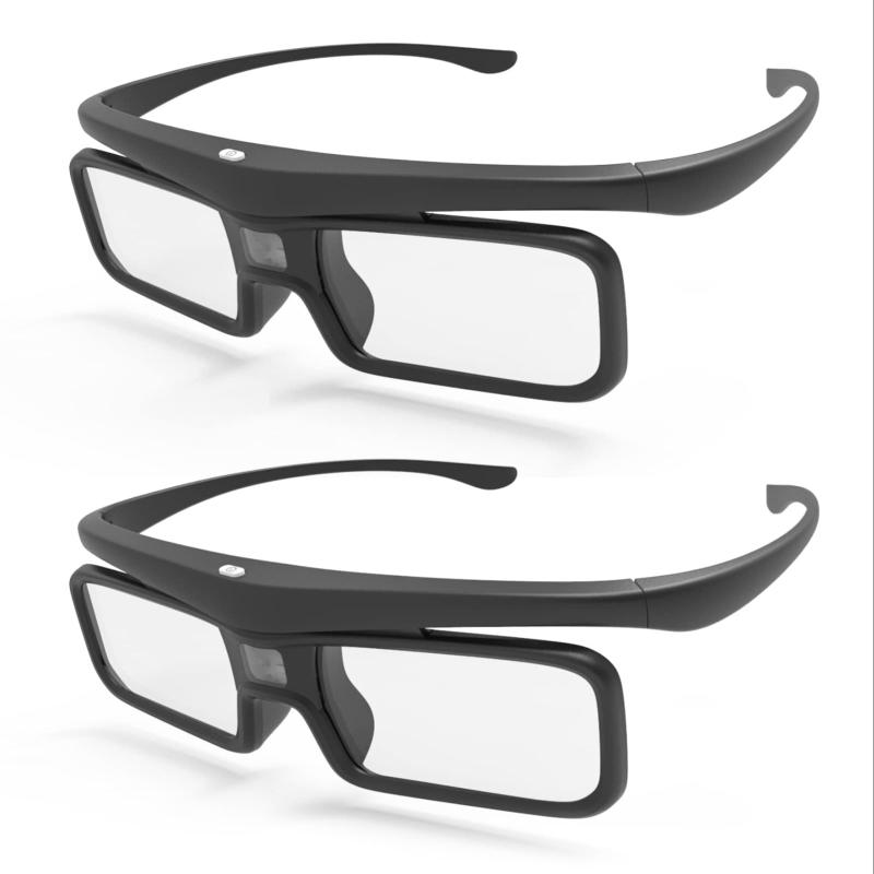 Valerion DLPリンク3Dメガネ、VisionMaster Max/ Pro2/ Pro、StreamMater Puls2/ Pulsおよびその他のDLPリンク3Dプロジェクターと互換性のある充電式アクティブシャッターアイウェア（2パック）