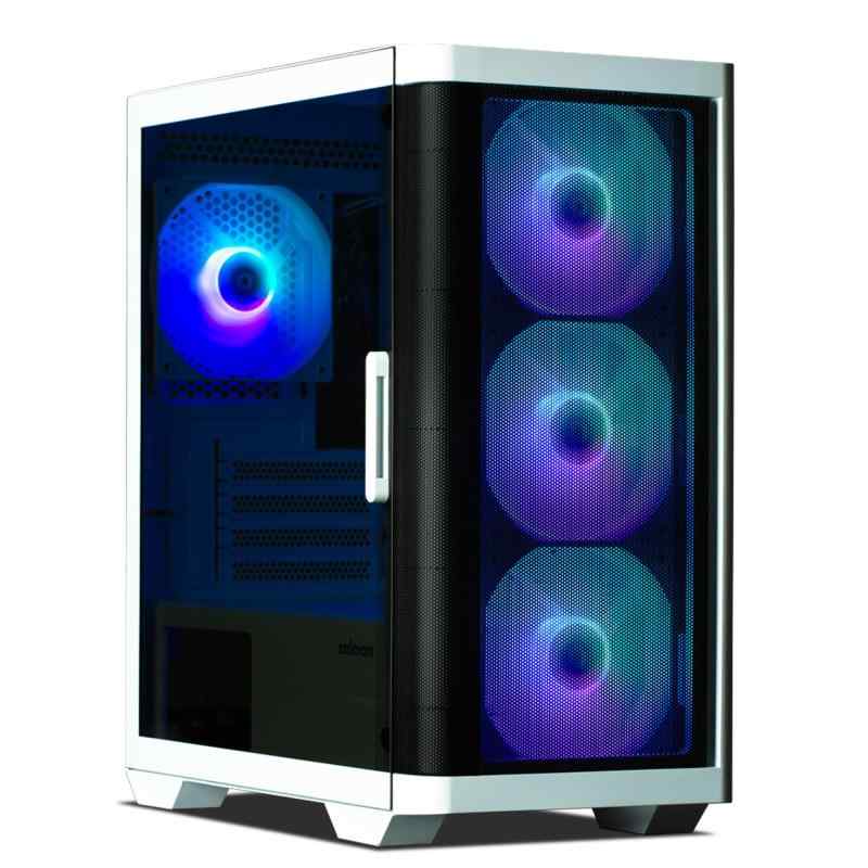 ZALMAN M4 WHITE 120粍 ARGB気違い 4基・RGB制御装置積み上げる済み ミニ円柱 Micro-ATX パソコン入れもの CS8758