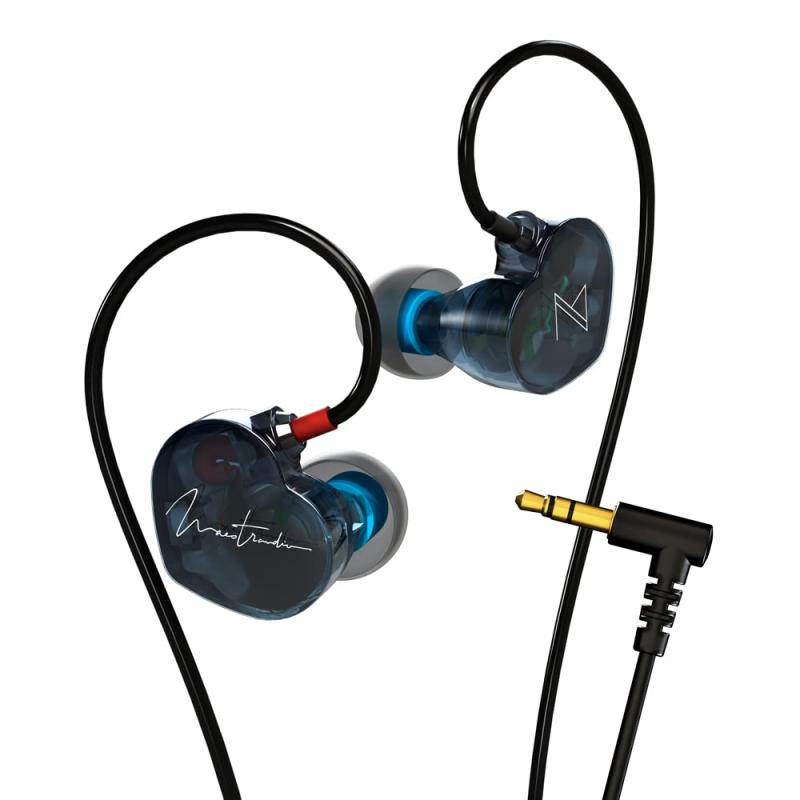 Maestraudio MA910S ガーラルブルー [10mmグラフェンコートダイナミックドライバー搭載イヤホン] パッシブ型セラミックコートツイーターRST&HDSS搭載 日本製 約120cm 3.5mmL字プラグ ハイレゾ リス