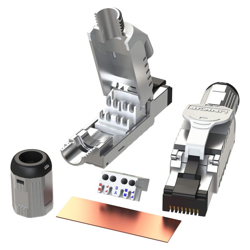[LINKUP] 6 個入り - Cat6A RJ45 10G シールド ダイカスト メタルフィールド ターミネーション プラグ | HDBaseT Easy ジャック | イーサネット コネクタ | インターネット アダプター [ホワイト]｜Wマーケット
