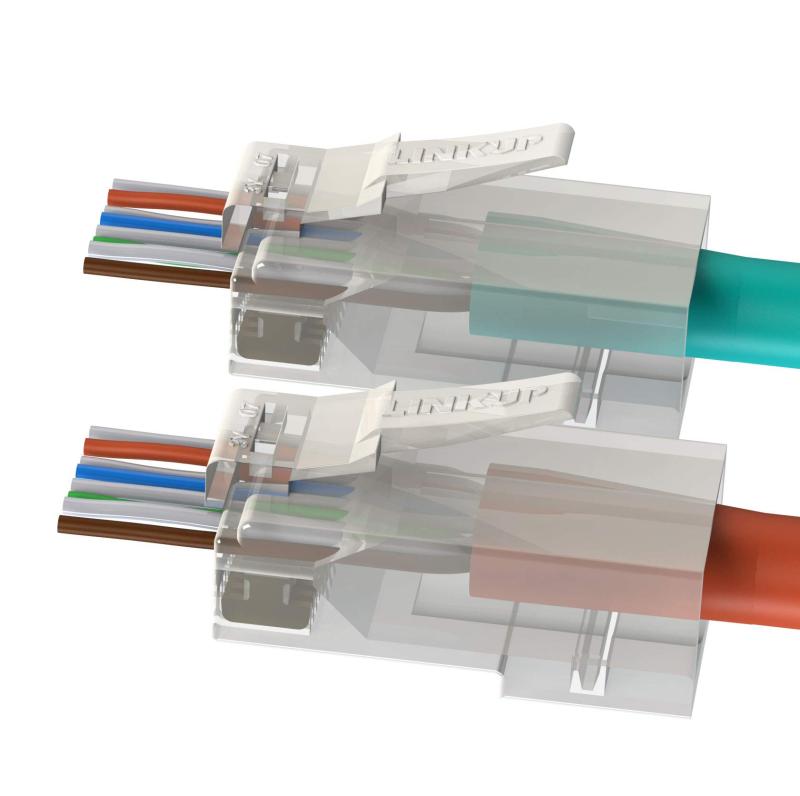 [LINKUP] Cat6 RJ45 Easy Pass Thru コネクタ | イーサネット LAN インターネット ジャックアダプター | UTP Gigabit Network ラウンドケーブルプラグ | Low NEXT RL | 高性能 | 1