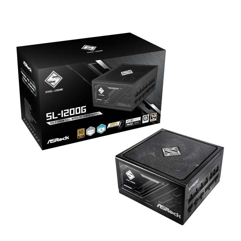 ASRock Steel Legend 次世代GPU対応PC電源ユニット1200W PCIe5.1対応80PLUS GOLDATX 3.1フルモジュラー 12V-2x6 ケーブル付属SL-1200G