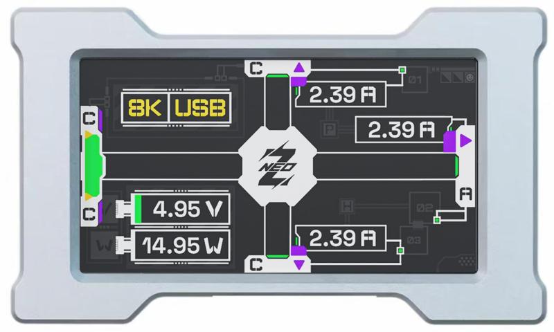 HM Lab - ZNEO ゲーミングHUB USBハブ 1.9インチスクリーン付き コンパクト 安定 USB2.0 HUB USB-A USB-C Type-c 3ポート USB 拡張 アルミニウム合金 軽量 追加5V電力供給ポート (Silver(7 4,393円