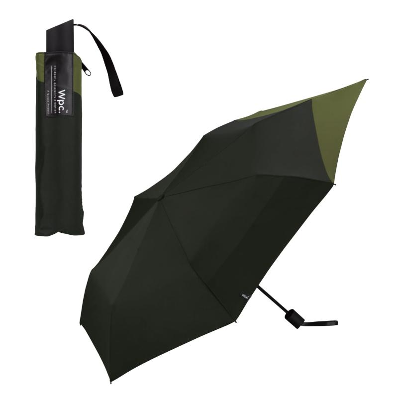 Wpc. [リュックが濡れない] 折りたたみ傘 BACK PROTECT FOLDING ブラック×カーキ 雨傘 晴雨兼用 55cm 大きい メンズ 男性 バックパック 後ろが長い 通勤 通学 おしゃれ 傘袋ポケット UX004-931-002