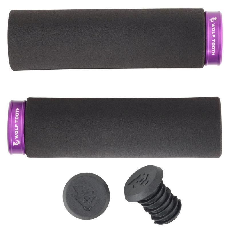 ウルフトゥース（WOLFTOOTH） ロックオングリップ Lock-On Fat Paw Grip - Black Grip with Ultraviolet Collar 長さ132mm、直径36mm（ウルトラヴァイオレット）