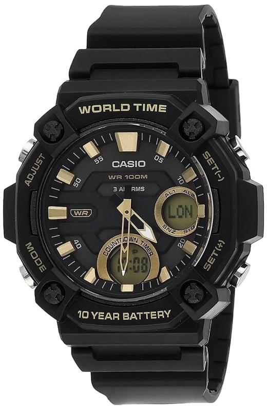 Casio (カシオ) 10年バッテリー ワールドタイム カウントダウンタイマー アナログデジタル腕時計 (モデル: AEQ-120W-9AV), ブラック, デジタル 8,122円