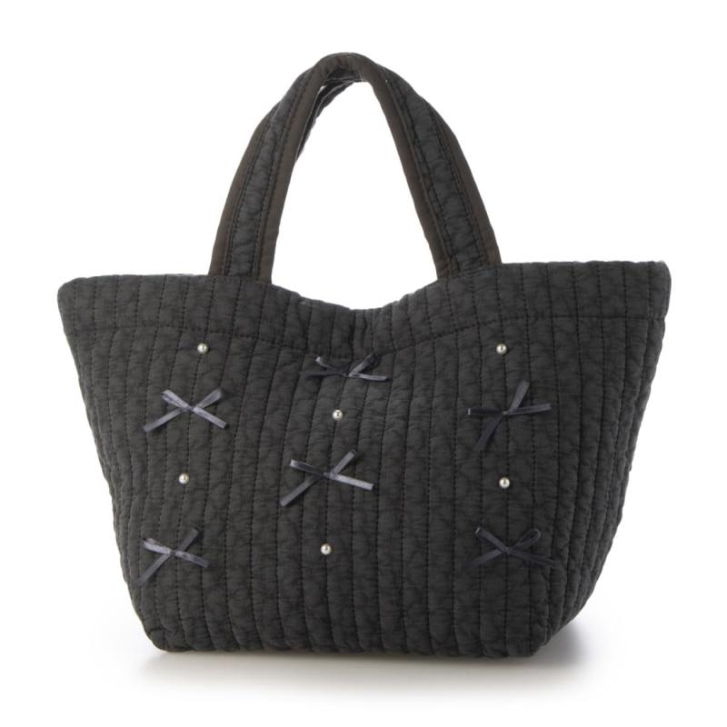 [東京百花] トートセリョン・リボン＆パール【Tote Seryon】 ヌビバッグ 舟形 トートバッグ サブバッグ マザーズバッグ イブル キルティング マチ付き 手持ち 軽い 軽量 大人 韓国 (パール＆リ