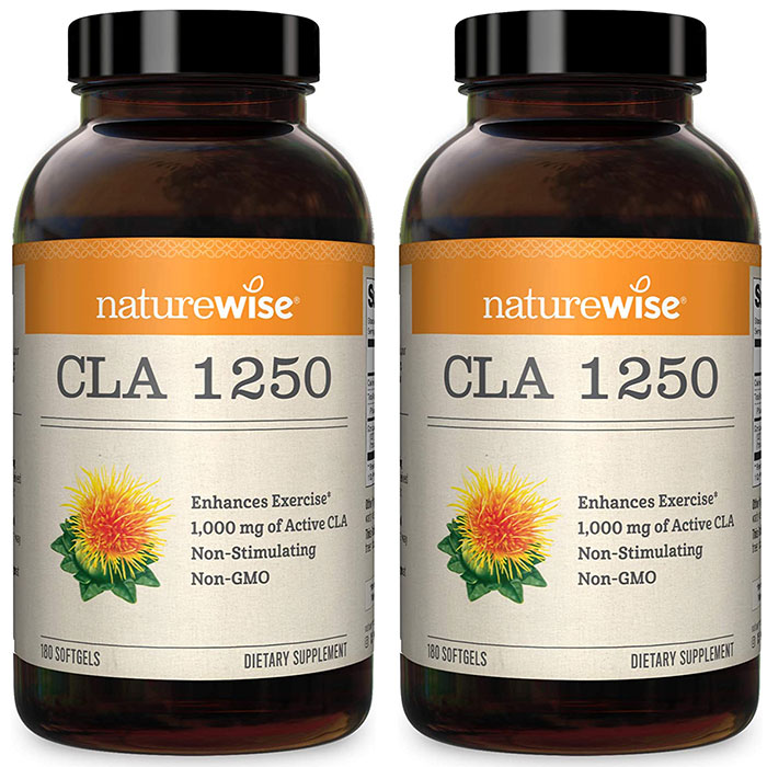 お得な2個容器に並べる CLA（共役リノール酸）180粒×2容器に並べる NatureWise CLA 1250 Natural Exercise Enhancement
