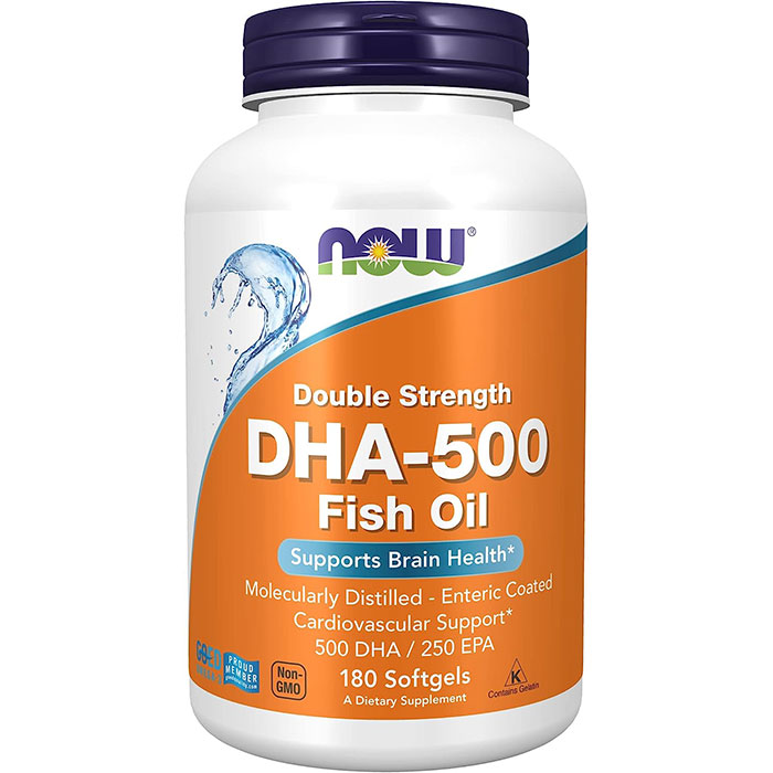 ナウフーズ　オメガ3 脂肪酸 DHA ドコサヘキサエン酸 EPA フィッシュオイル ソフトジェル 180粒　NOW Supplements, DHA-500 with 250 EPA