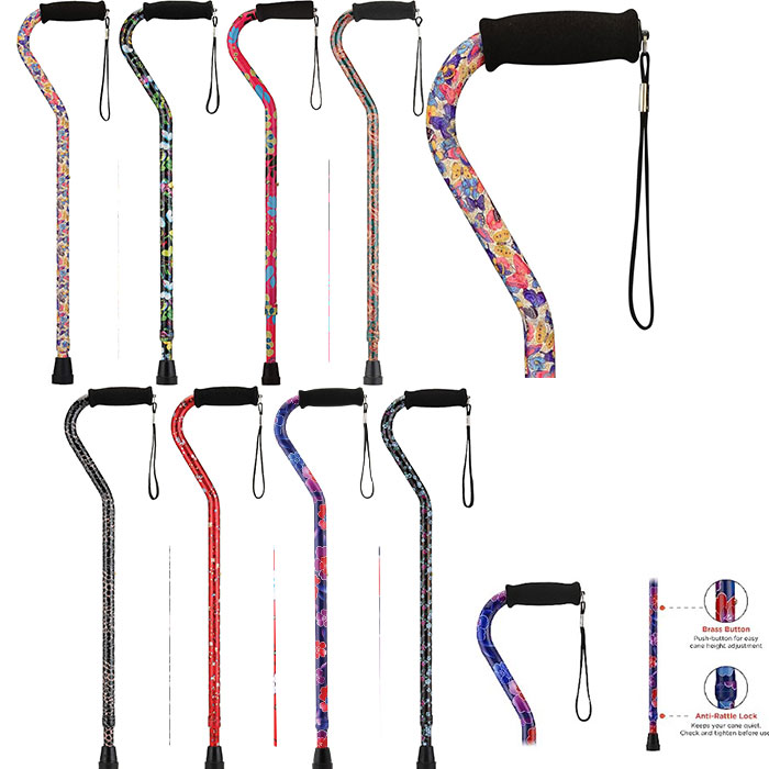 【楽天市場】当店ベストセラーの軽量オフセット型杖 NOVA Designer Walking Cane ノバ・デザイナーステッキ 調整可能 ...