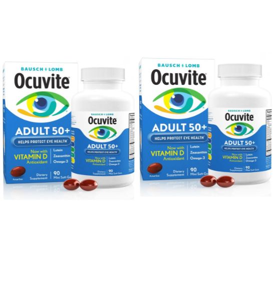 【お得な2個セット】オキュバイト アイ アダルト 50+ ビタミン & ミネラル サプリメント　Ocuvite Eye Vitamin & Mineral Supplement 90 Softgelsｘ２｜Wolfgang G