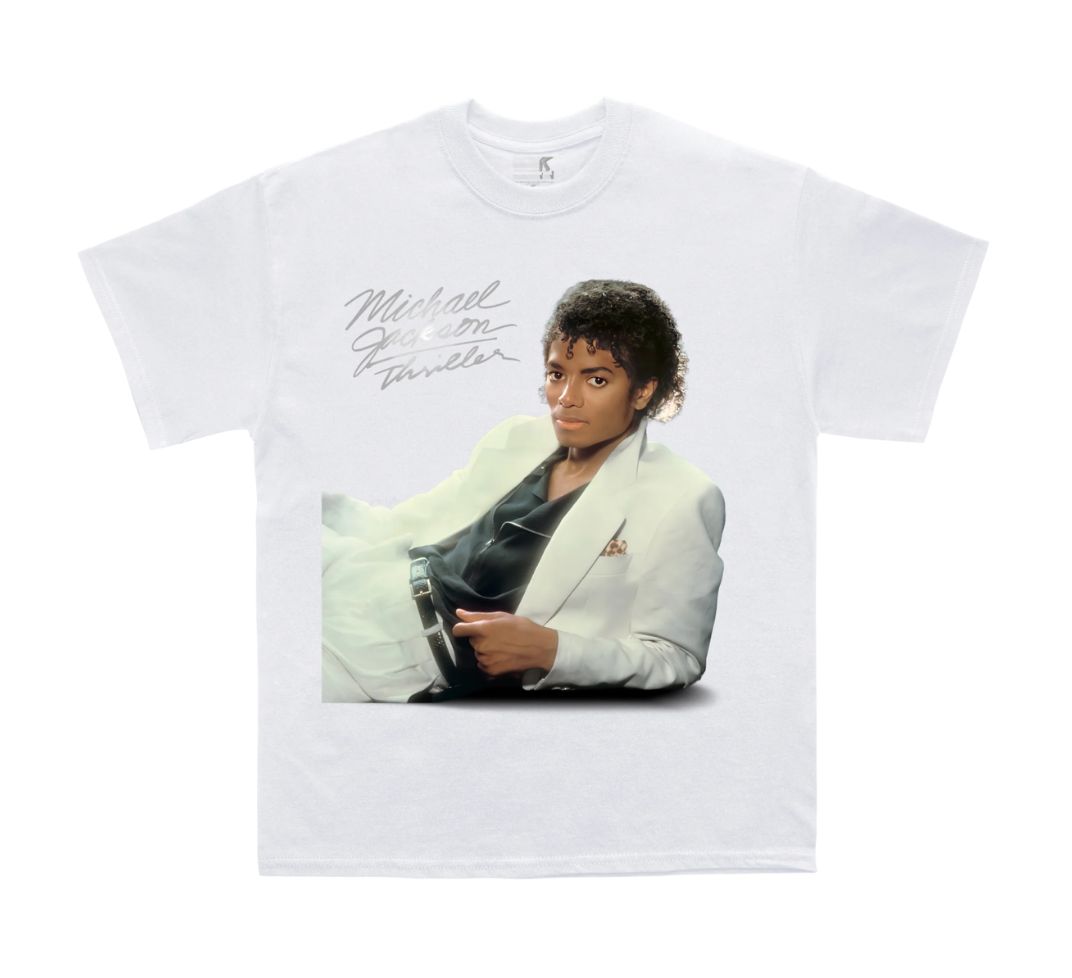 【Michael Jackson 公式サイト商品】Michael Jackson 公式サイト商品 マイケルジャクソン Thriller Album T-Shirt ホワイト Tシャツ メンズ レディース ユニセックス 100% Ringspun Cotton｜Wolfgang G