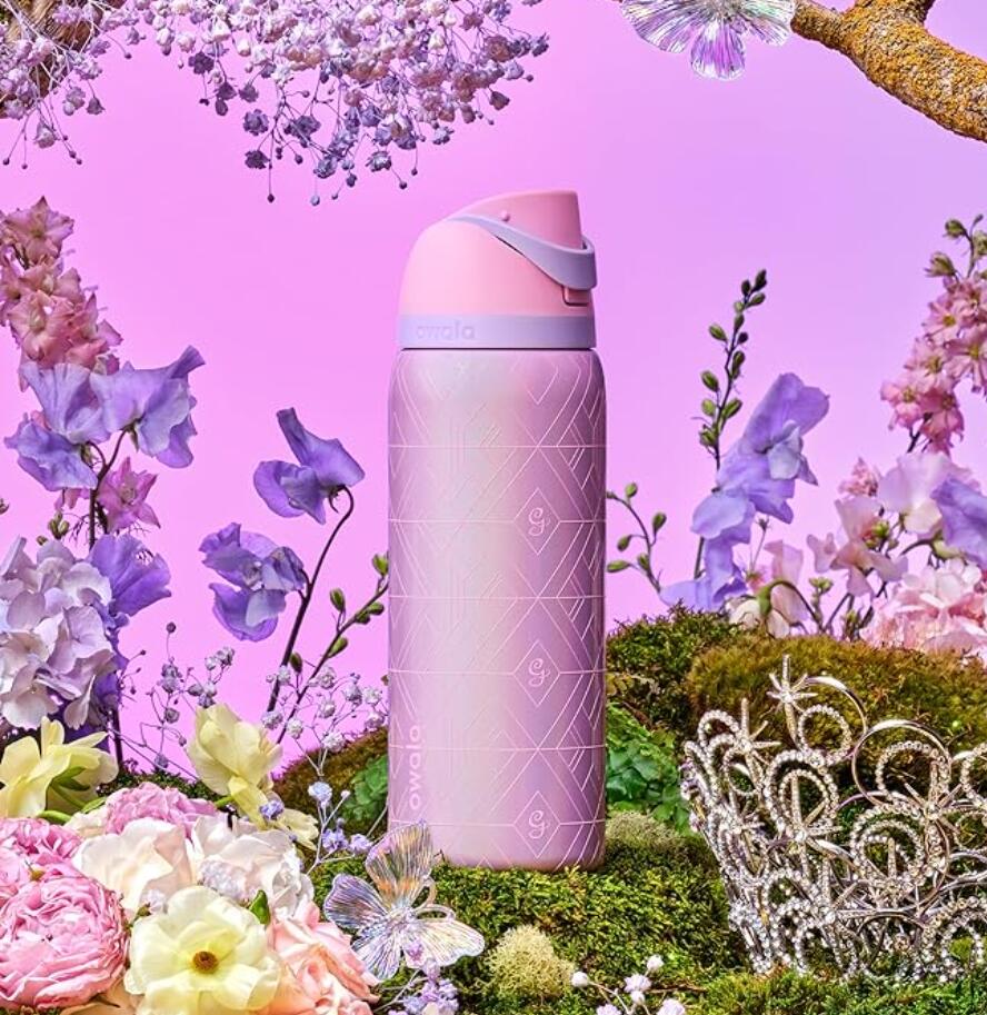 【漏れ防止 &times; ワンタッチ開閉】Owala Wicked FreeSip ふたりの魔女 グリンダ　ピンク オワラ 32oz ステンレスボトル Glinda 保冷ボトル ストロー付き 水筒 BPAフリー 946ml 保冷 真空断熱 ストロー 直飲み 2WAY 漏れ防止 BPAフリー 持ち運び ハンドル付き｜Wolfgang G 8,330円
