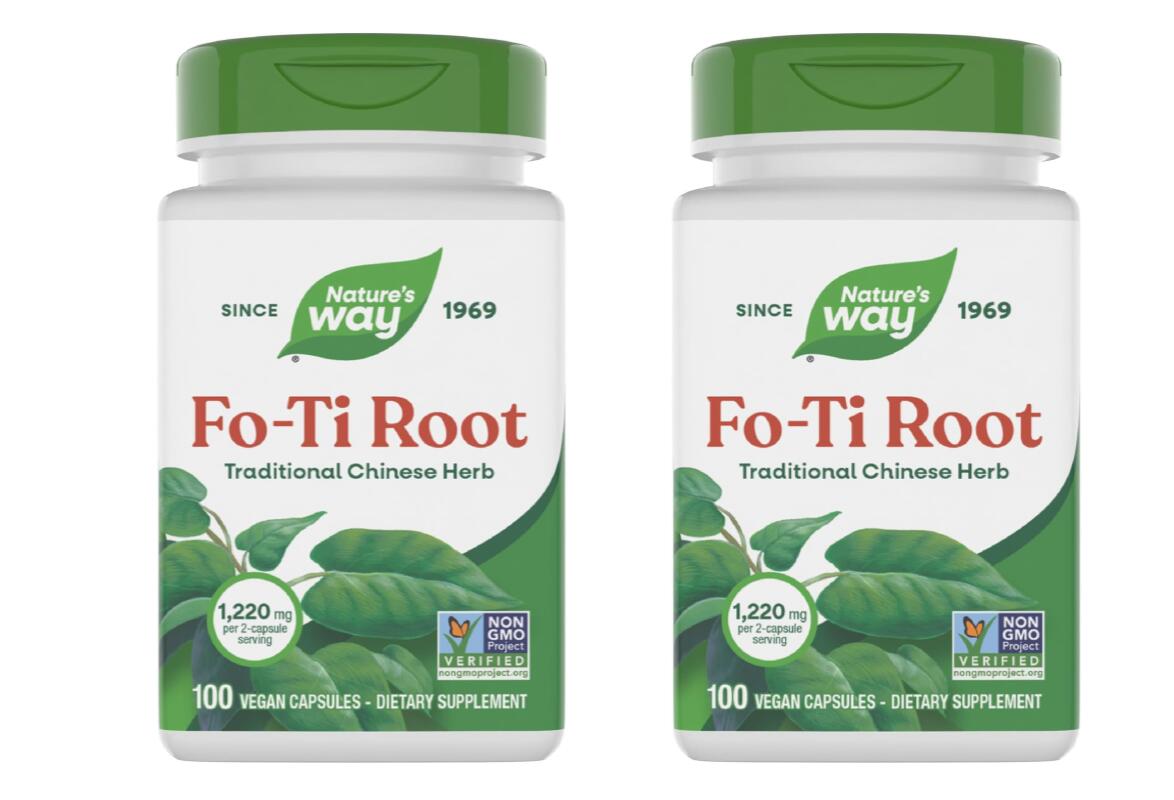 【お得な2個セット・アメリカで高評価！】Nature Way フォーチ 100ベジカプセル×2 合計200粒  Fo-Ti Root, 1,220 mg per serving, 100 Veg caps 頭皮のトラブル