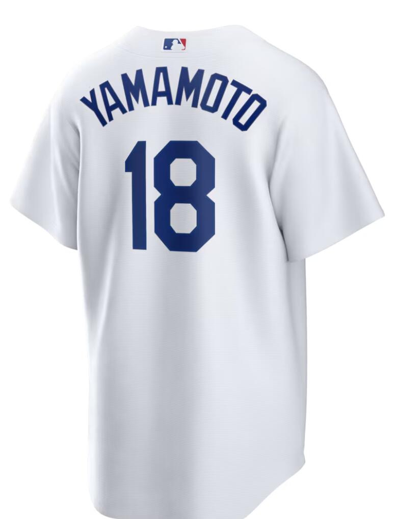 MLB オフィシャル・LA ドジャース 18 山本由伸 選手　NIKE ナイキ　レプリカ　ユニフォーム　ホワイト　Dodgers Yoshinobu Yamamoto Nike White Home Replica Jersey