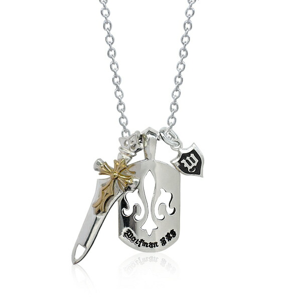 BRS アクセサリー・ジュエリー ウルフマン ブレード クロス チャーム ドッグタグ ペンダント ネックレス チェーン付き シルバー925  シルバーネックレス WOLFMAN B.R.S ウルフマンBRS エンジェル クロス チャーム ドッグタグ ペンダント