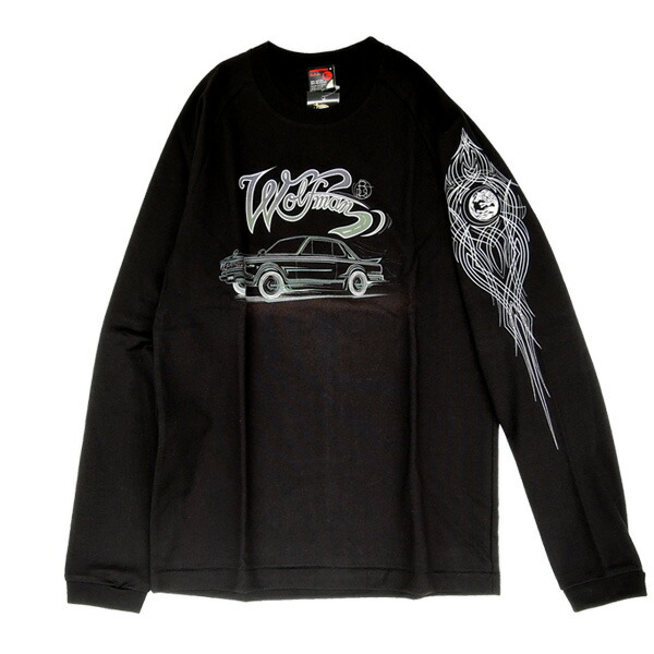 【送料無料】 T-KEIGO ハコスカ ピンストライプ ロングスリーブ Tシャツ ブルー｜シルバーアクセウルフマンBRS