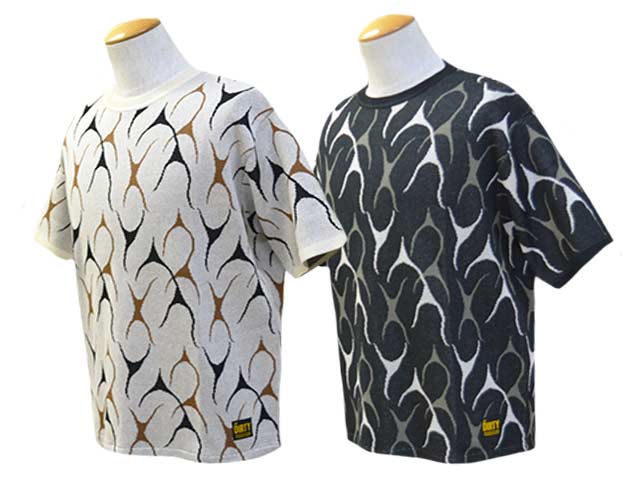 (30% OFF)全2色【AT-DIRTY/アットダーティー】2025SS「Flames Jacquard S/S Tee/フレイムスジャガードショートスリーブTee」(ニュー名まえ/DRESS HIPPY/御召しものヒッピー/神戸/アメカジ/ハーレー/バイ鉄道車両/熱っぽい極点/ホイールズアパレル/WOLF PACK/狼容器に並べる)