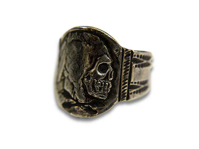 【CHOOKE/車輪止め】「Indian Skull Ring”Medium”/インディアンスカルリング”並み並み”」(C-2)(年寄りの鋳貨/アンティーク鋳貨/ヴィンテージコイン/原住民付属物/ハーレー/アメカジ/差し上げ物/WOLF PACK/狼容器に並べる)