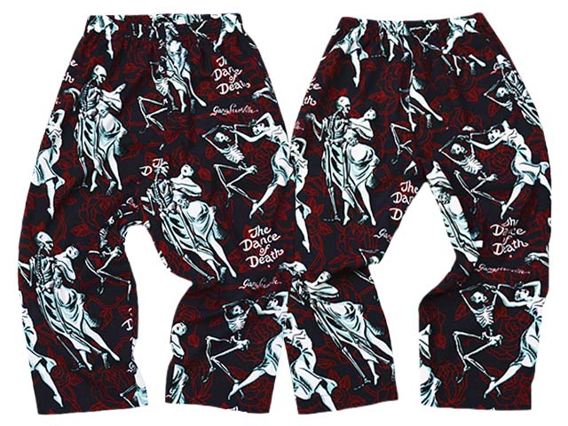 (30% OFF)【GANGSTERVILLE/ギャングスタービル】2025SS「Dance of Death Easy Pants/ダンスオブデスイージーパンツ」(GSV5106)(WEIRDO/ウィアード/GLAD HAND/グラッドハンド/アメカジ/ハーレー/ホットロッド/WOLF PACK/ウルフパック)｜WOLF PACK店