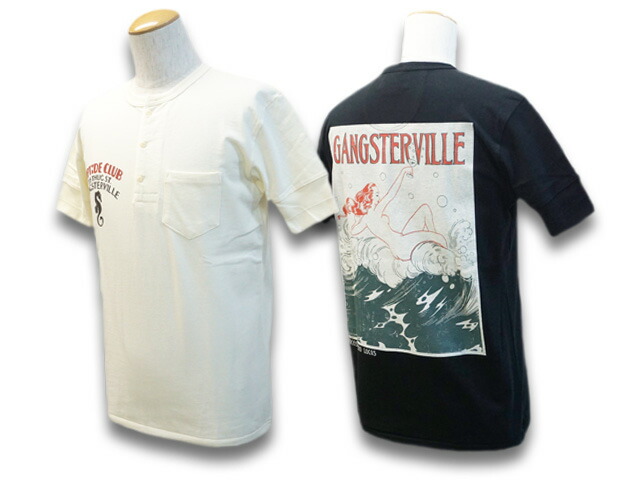 全2色【GANGSTERVILLE/ギャングスタービル】2022SS「S/S Henry Neck Tee”Riptide Club”/ショートスリーブヘンリーネックTee”リップタイド”」(GSV-22-SS-29)【対応】 (WEIRDO/ウィアード/GLAD HAND/グラッドハンド/WOLF PACK/ウルフパック)