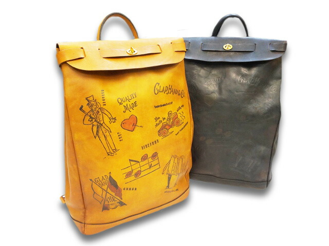 全2色【GLAD HAND/グラッドハンド】×【vasco/ヴァスコ】「Leather Voyoge 2Way Rucksack”GLAD POSTALS”/レザーボヤージュ2ウェイラックサック”グラッドポスタルズ”」 (ハーレー/バイカー/アメカジ/ホットロッド/レ/プレゼント/WOLF PACK/ウルフパック)