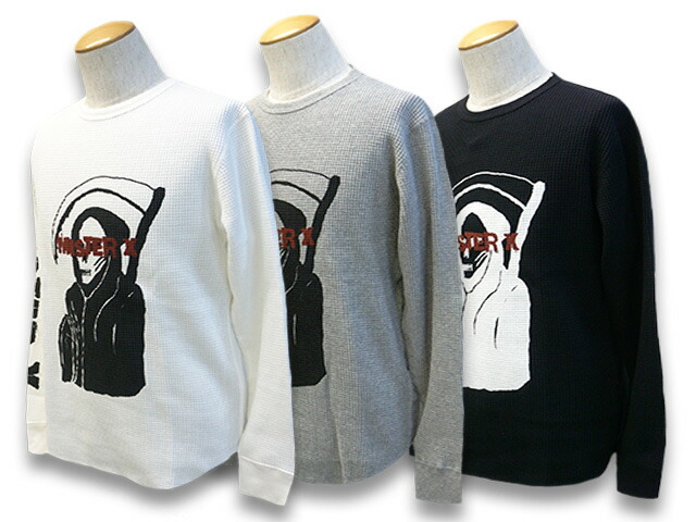 全3色【MISTER X/ミスターエックス】2022AW「Grim Reaper Thermal L/S Tee/グリムリーパーサーマルロングスリーブTee」(22AW-MRX-16)【対応】 (UNCHANGING LOVE/アンチェンジングラブ/POP EYES/ポップアイズ/アメカジ/WOLF PACK/ウルフパック)