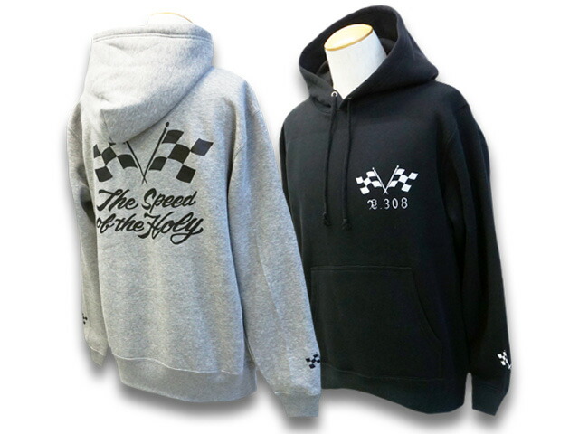 全3色【BLUE ROSE.308/青碧さくら色.308】「Pullover Parka”Checker Flag”/ティーシャツパーカー”チェッカー信号旗”」(BR-22-AW-02)【相応う】(アメカジ/熱っぽい極点/ハーレー/バイ鉄道車両/WOLF PACK/狼容器に並べる)