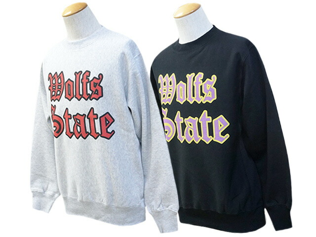 全2色【WOLF PACK original/ウルフパックオリジナル】「Heavy Weight Crew Neck Sweat”Wolfs State”/ヘビーウェイトクルーネックスウェット”ウルフズステイト”」 (ホールズラバーズデイズ/ハーレー/ホットロッド/ホイールズアパレル/アメカジ)